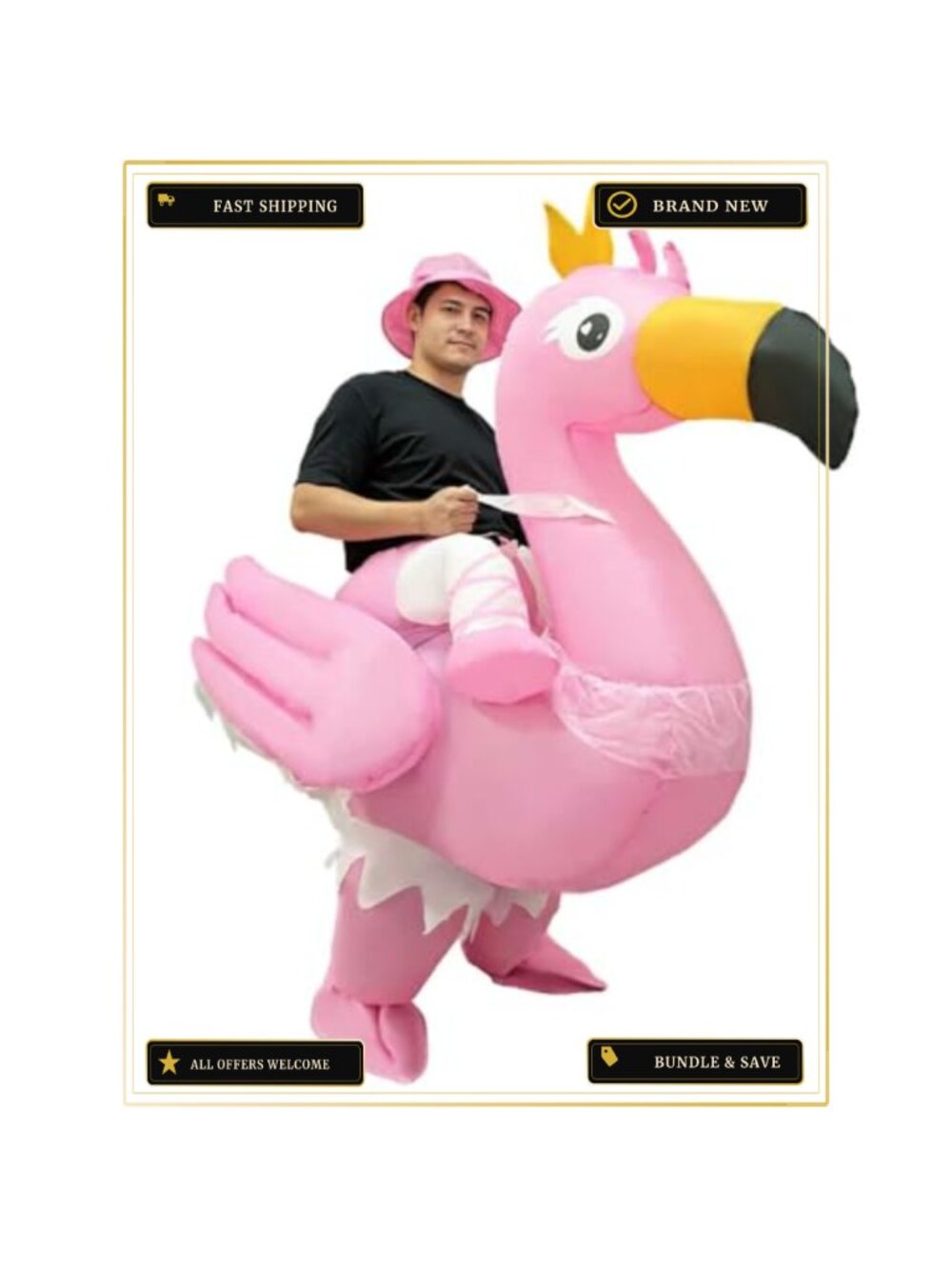 Inflatable Flamingo Costume Adult 100% Polyester One Size Fits Most